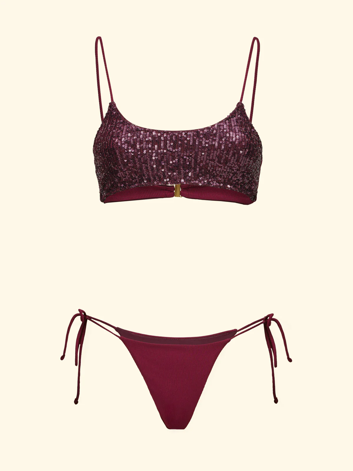 Bikini Donna F**K Top Fisso con Slip Regolabile Bordeaux SW0602-BD - Image 3
