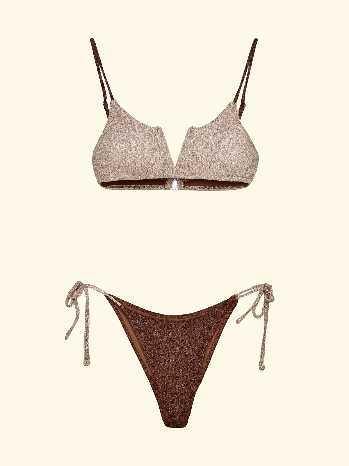 Bikini Donna F**K Top Fisso con Ferretto e Slip Regolabile Marrone SW1112-BN - Image 3