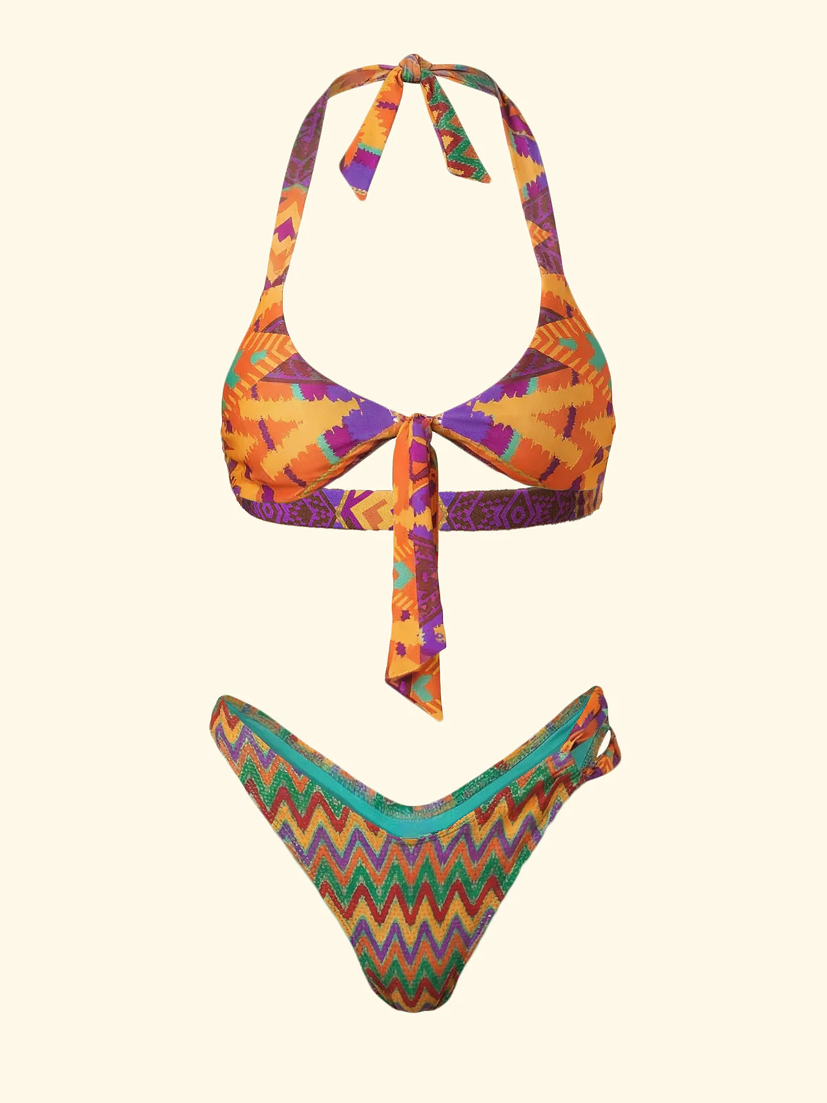 Bikini Donna F**K Top Regolabile con Slip Americano Fisso Fantasia SW0231-X11 - Image 3