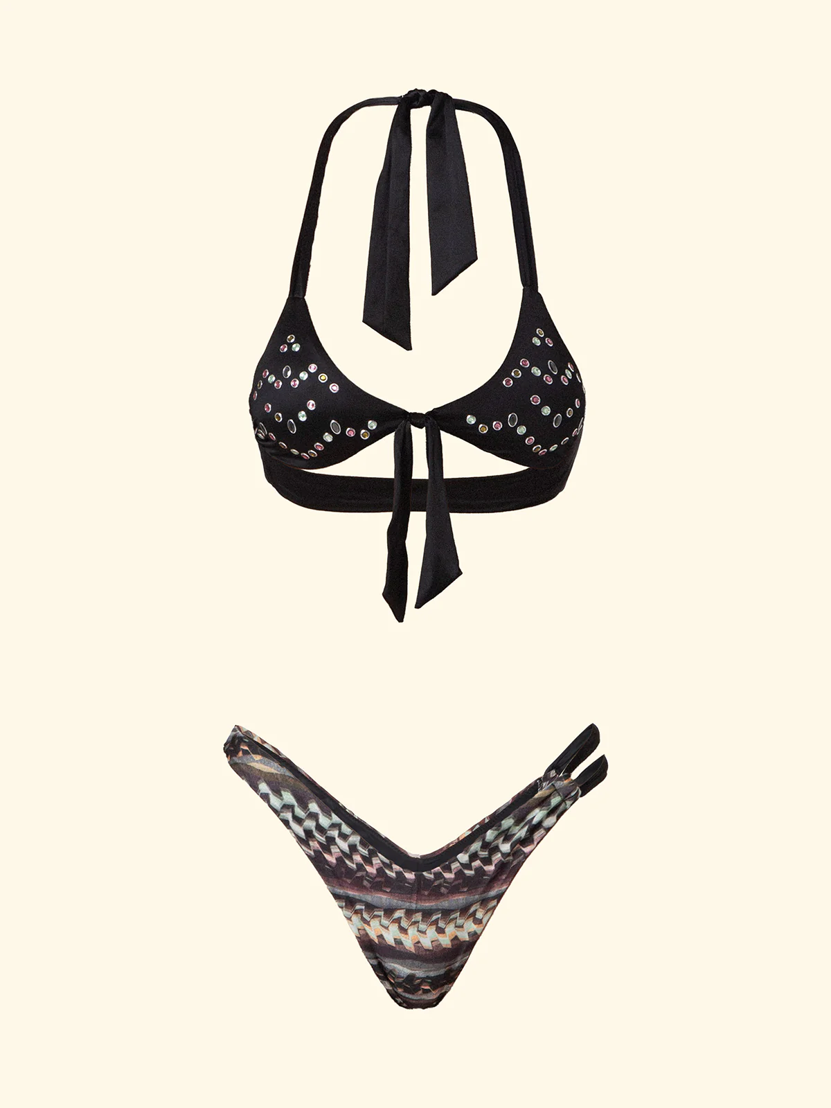 Bikini Donna F**K Top regolabile con Slip Americano Fisso Fantasia SW0621-X65 - Image 3