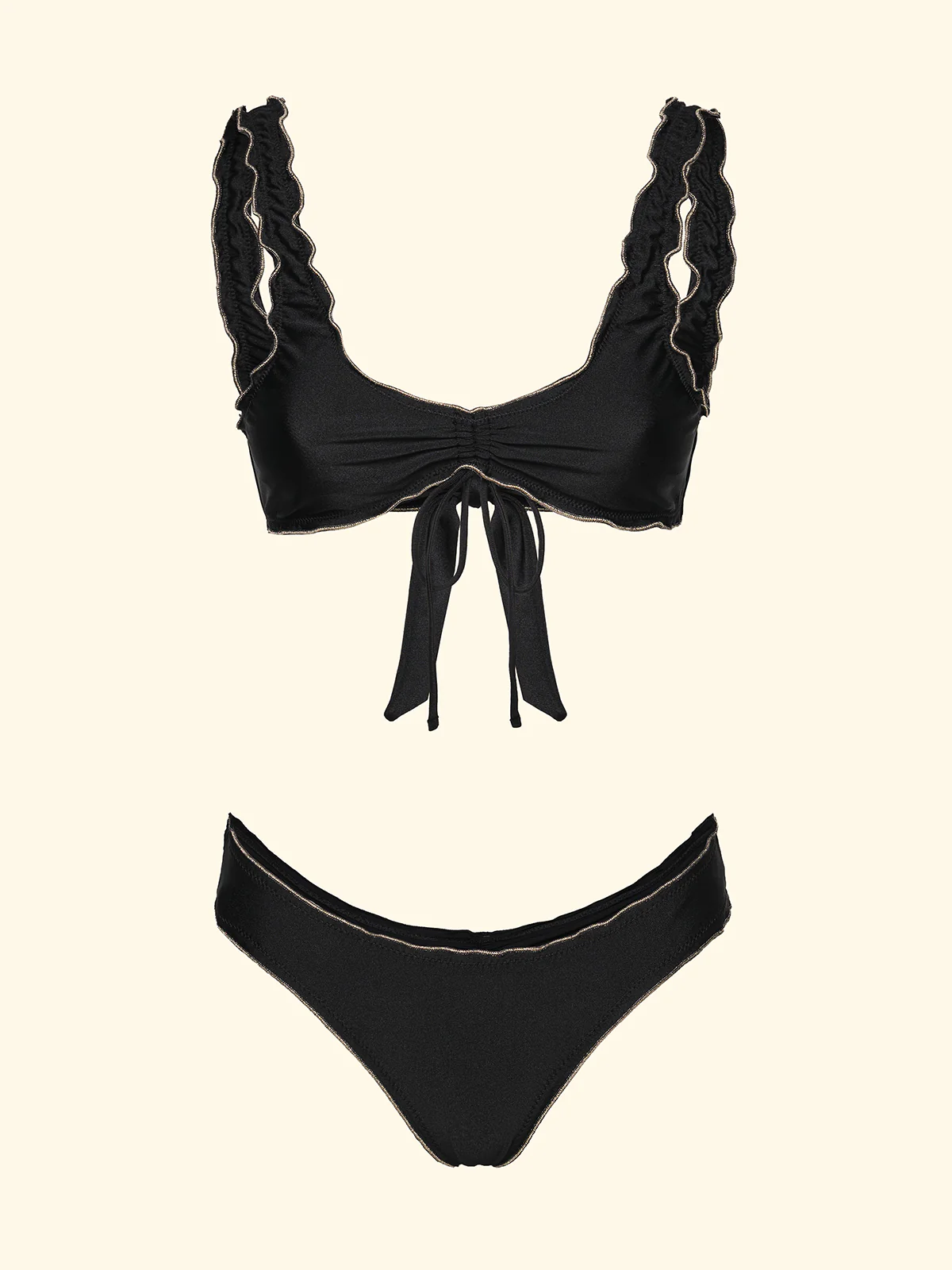 Bikini Donna F**K Top Regolabile con Slip Brasiliano Fisso Nero SW0513-BK - Image 3