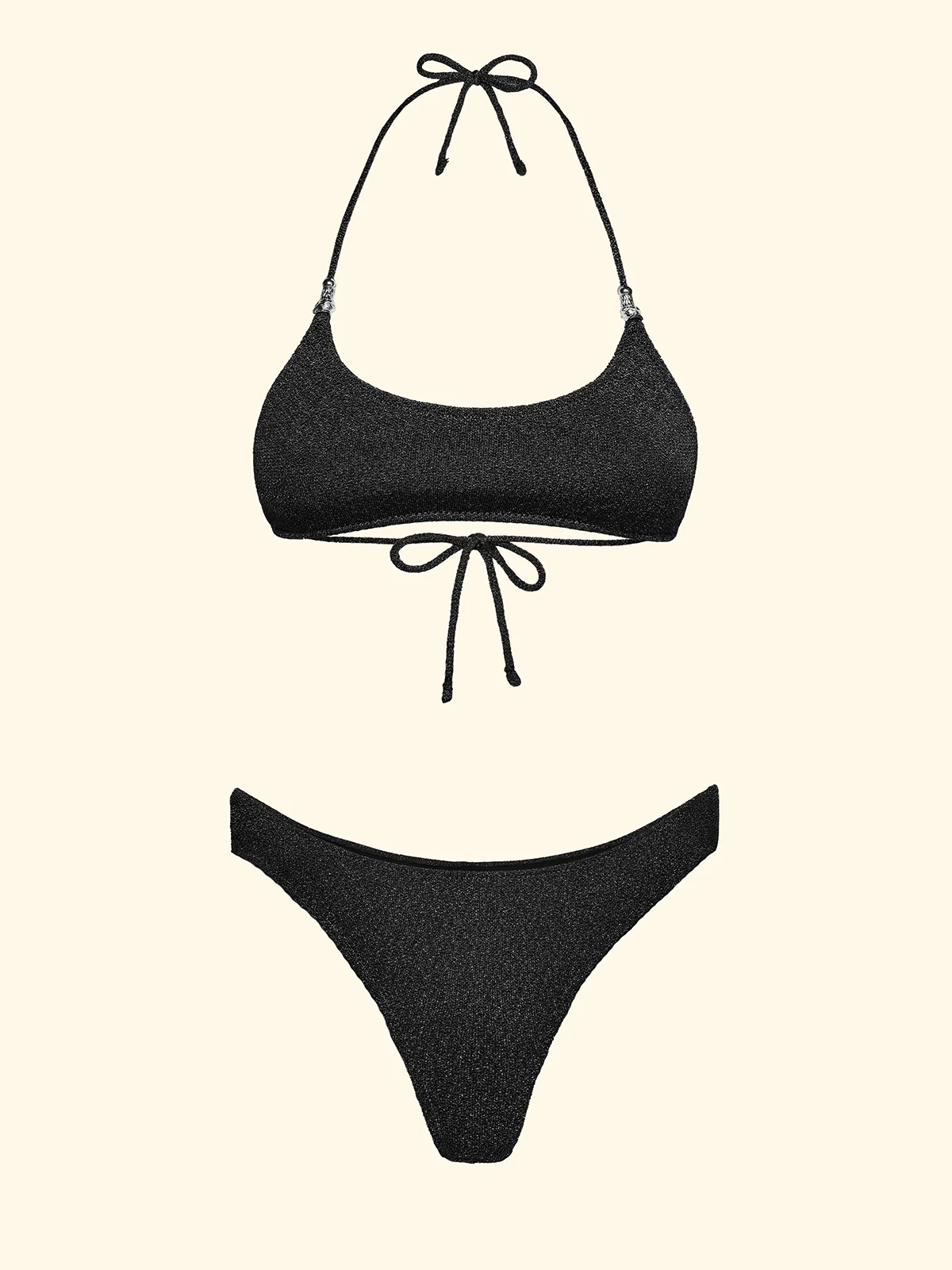 Bikini Donna F**K Top Regolabile con Slip Culotte Fissa Nero SW1102-BK - Image 3