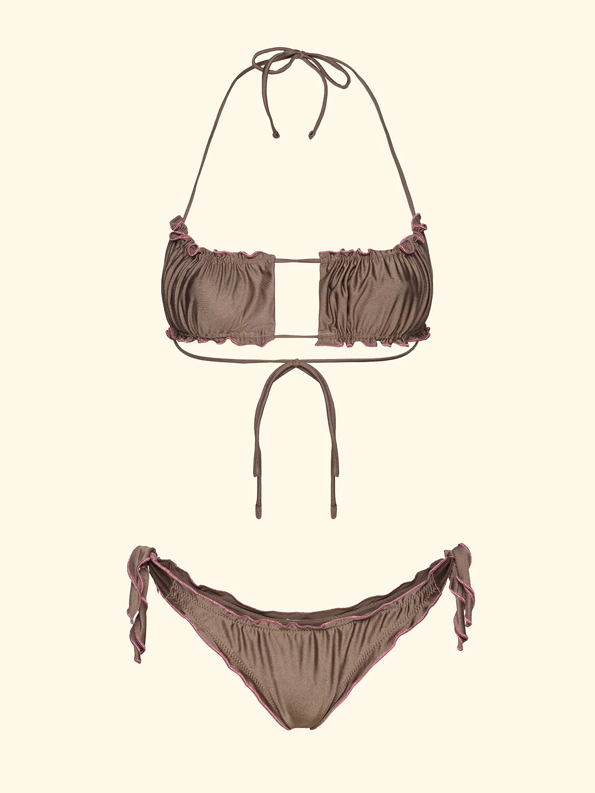 Bikini Donna F**K Top Regolabile con Slip Regolabile Tortora SW0512-MD - Image 3
