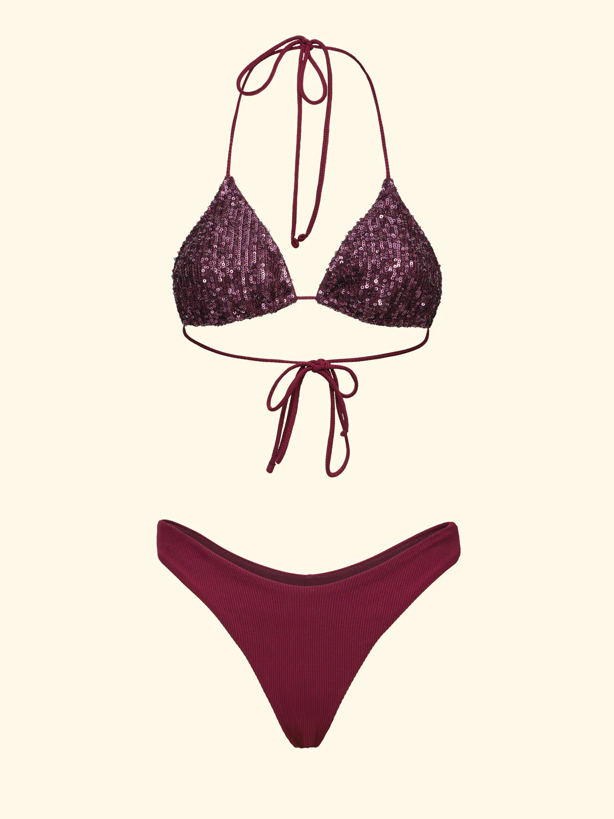 Bikini Donna F**K Triangolo con Slip Americano Fisso Bordeaux SW0600-BD - Image 3