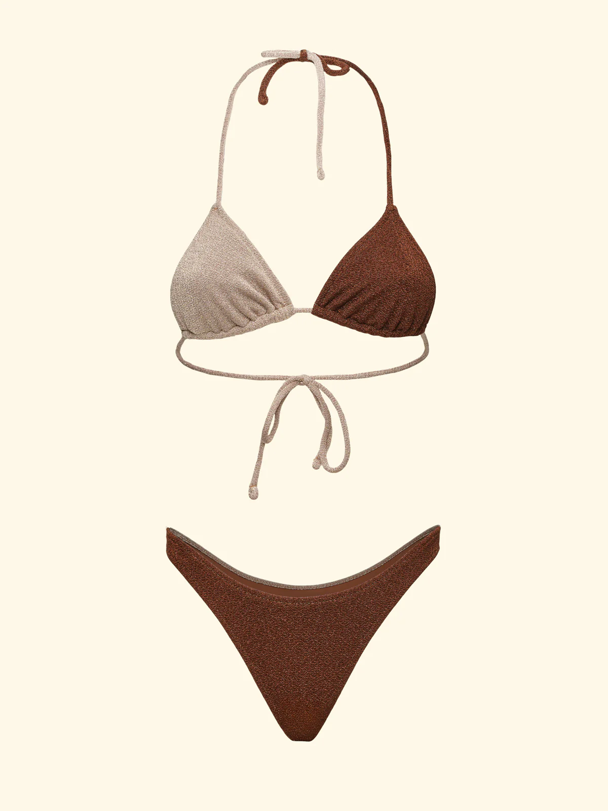 Bikini Donna F**K Triangolo con Slip Americano Fisso Marrone SW1110-BN - Image 3