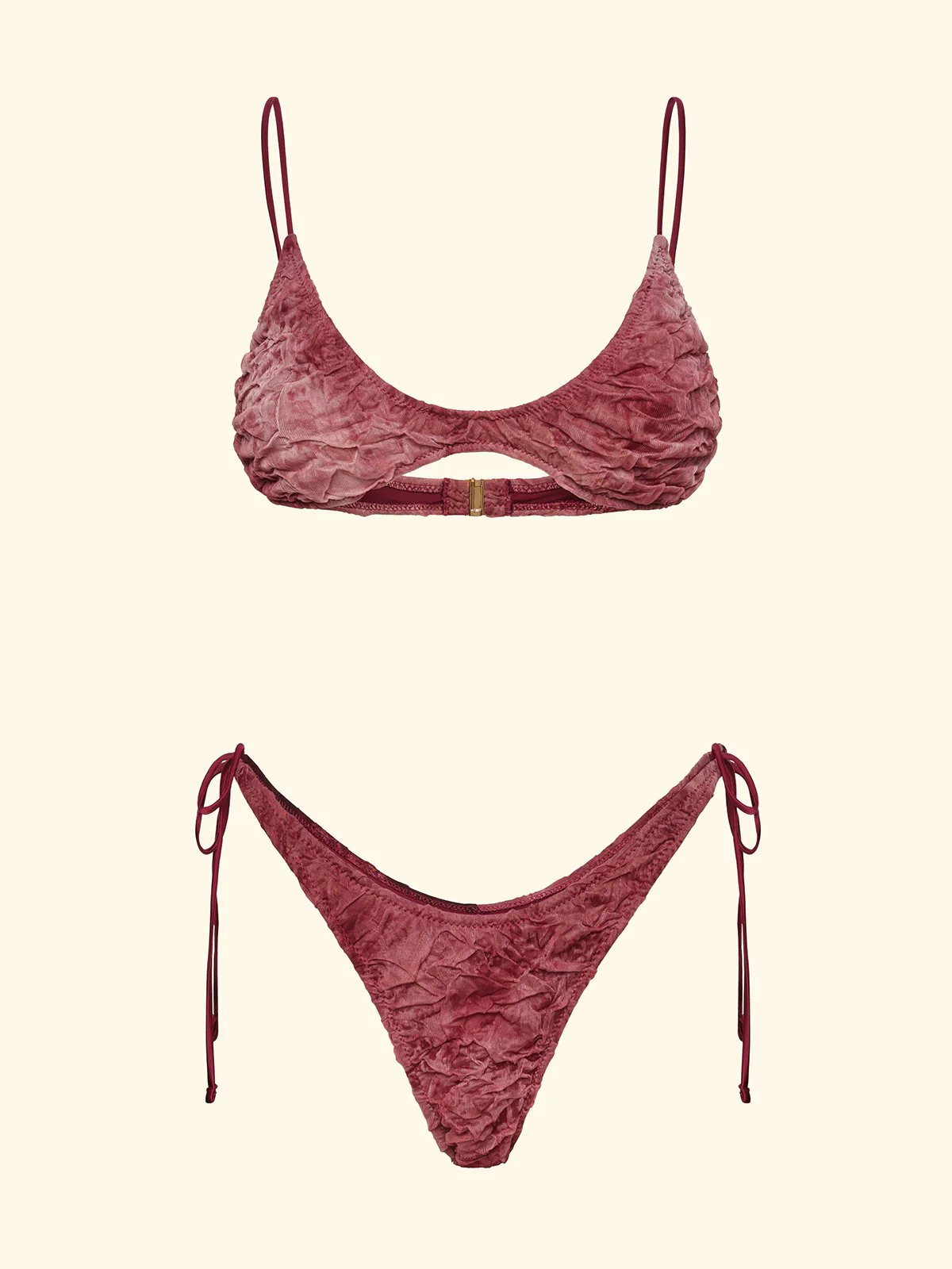 Bikini Donna F**K Triangolo con Slip Americano Regolabile Bordeaux SW0641-BD - Image 3