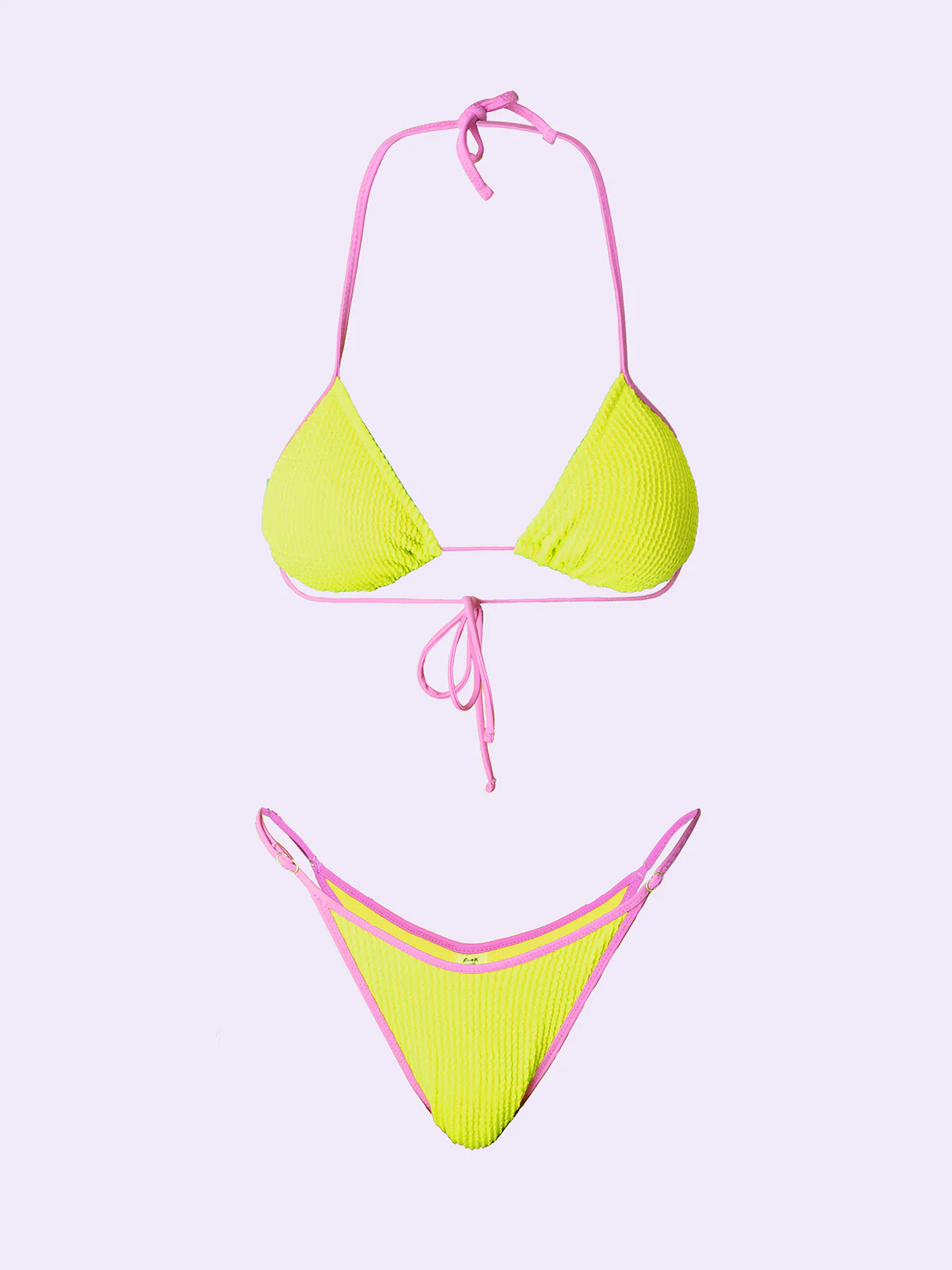 Bikini Donna F**K Crazy Triangolo con Slip Americano Regolabile Giallo Fluo SW0410-FY - Image 3
