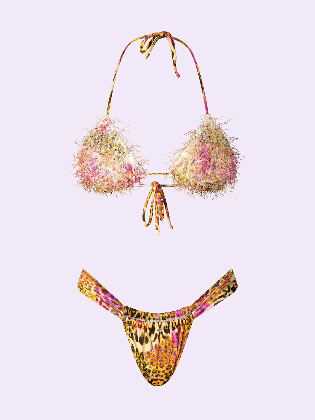 Bikini Donna F**K Crazy Triangolo con Slip Brasiliano Fisso Fantasia SW0710-X08 - Image 3