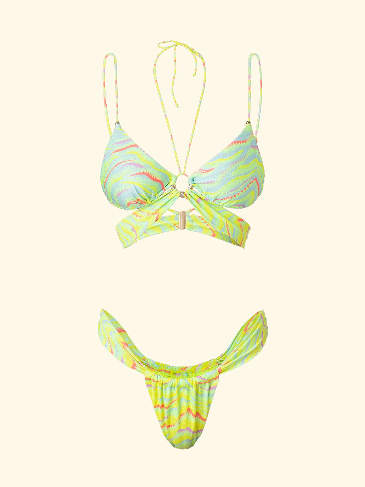 Bikini Donna F**K Triangolo con Slip Brasiliano Fisso Fantasia SW0341-X35 - Image 3