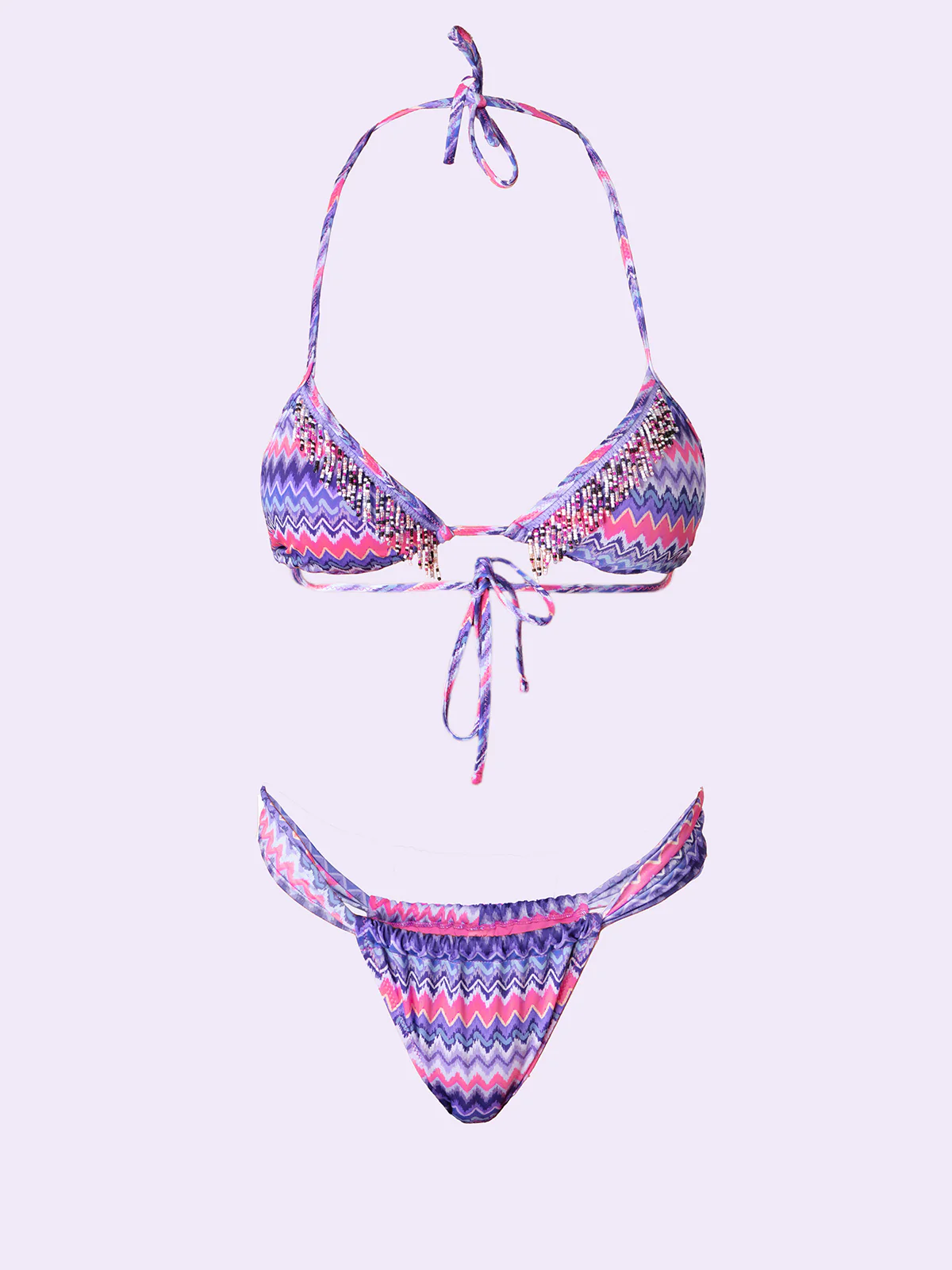 Bikini Donna F**K Crazy Triangolo con Slip Brasiliano Fisso Fantasia SW0700-X21 - Image 3