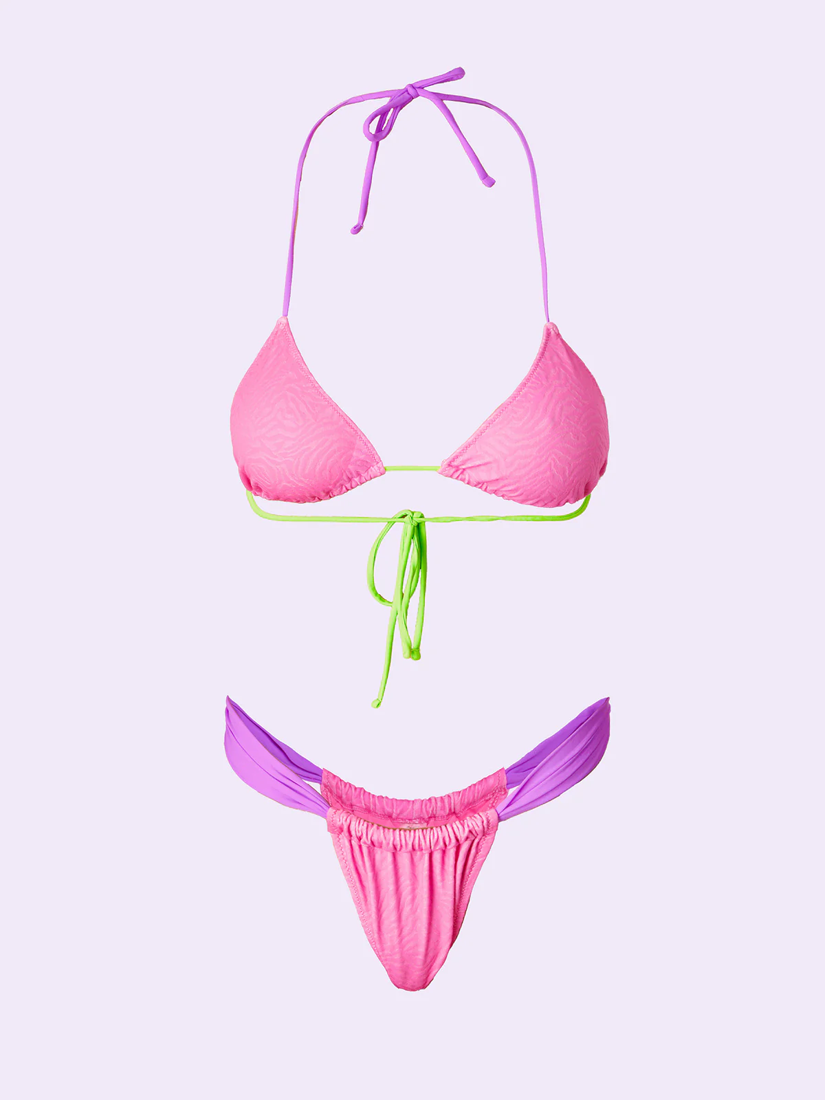 Bikini Donna F**K Crazy Triangolo con Slip Brasiliano Fisso Fucsia SW0210-FX - Image 3