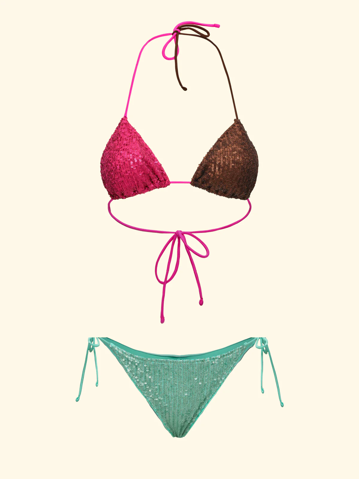 Bikini Donna F**K Triangolo con Slip Brasiliano Regolabile Verde Acqua SW0240-AQ - Image 3