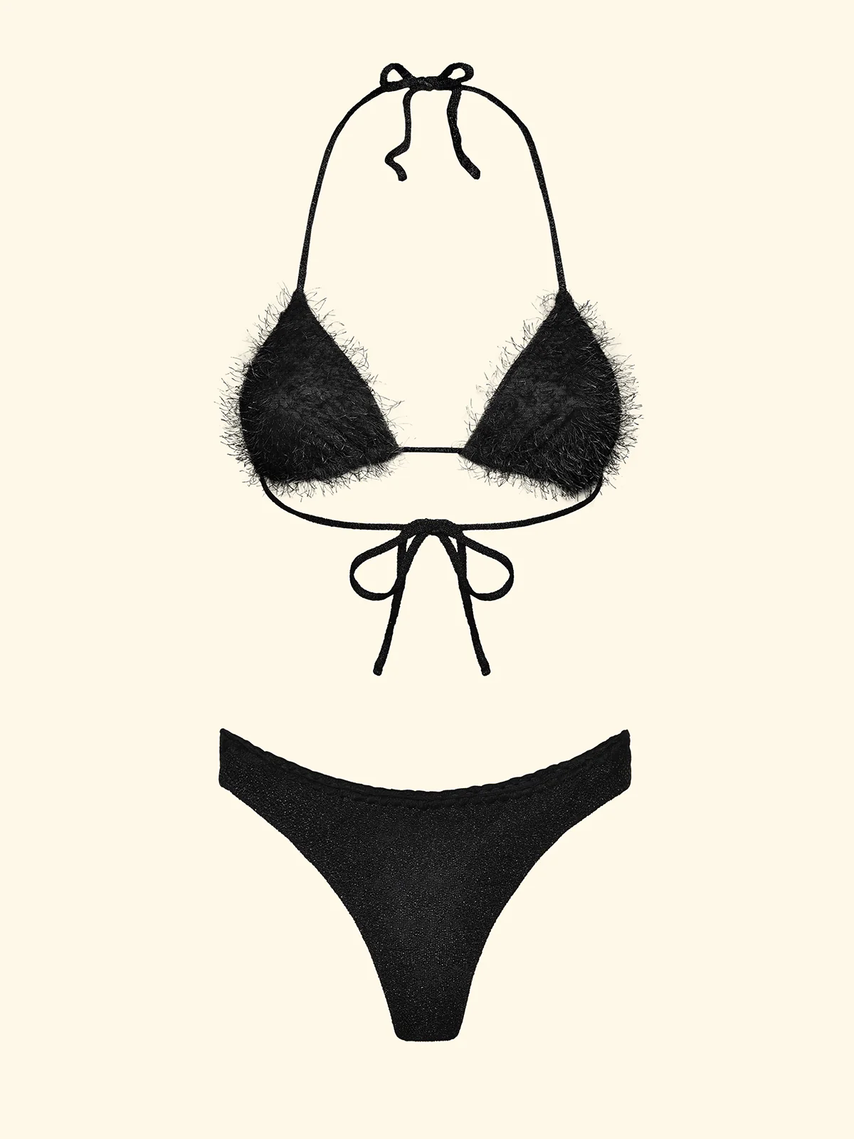 Bikini Donna F**K Triangolo con Slip Perizoma Nero SW1120-BK - Image 3