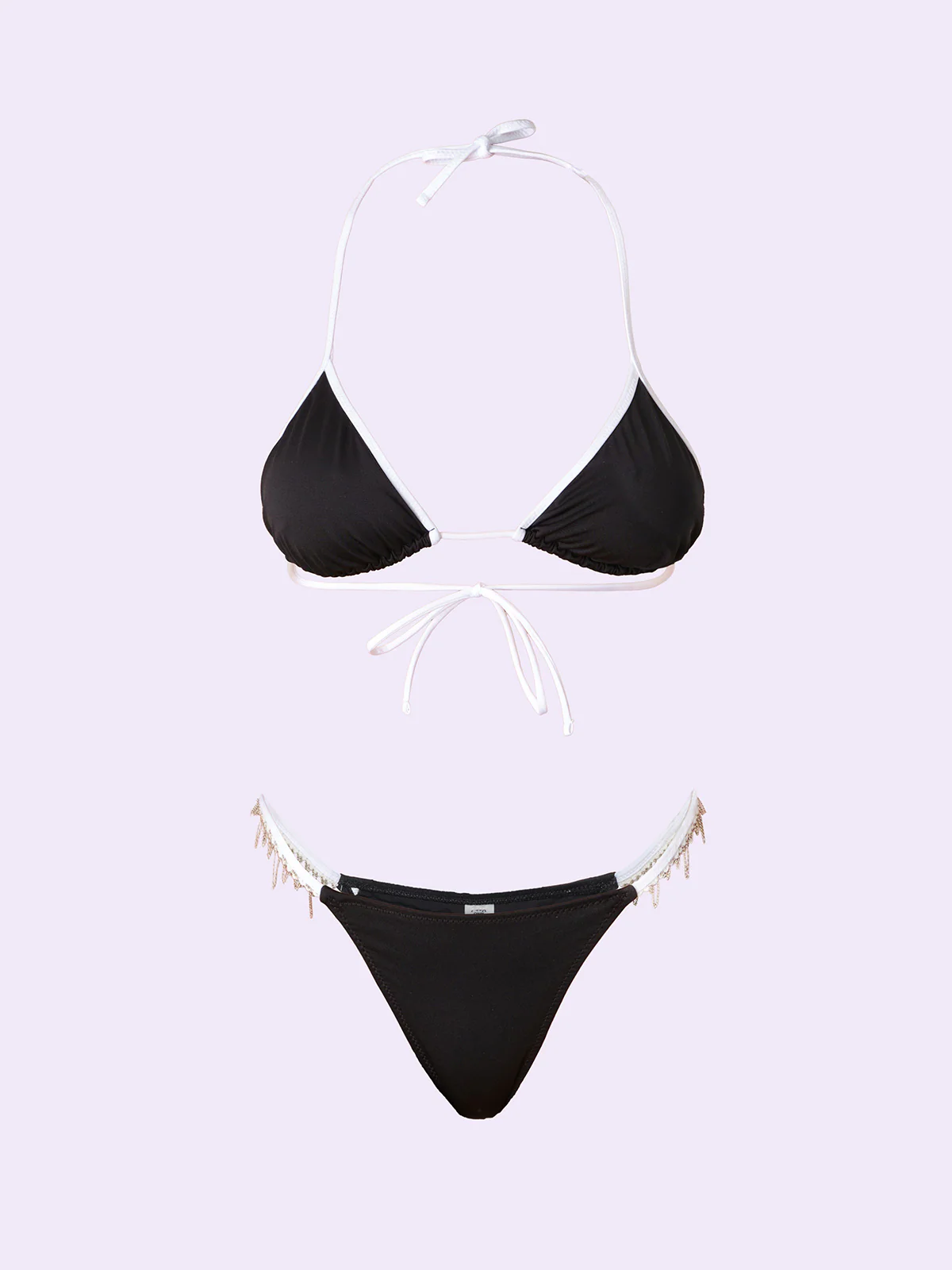 Bikini Donna F**K Crazy Triangolo con Slip Fisso Nero SW0802-BK - Image 3