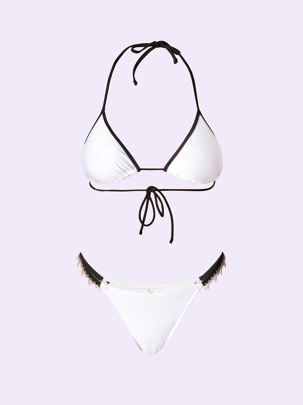 Bikini Donna F**K Crazy Triangolo con Slip Fisso Bianco SW0800-WH - Image 3