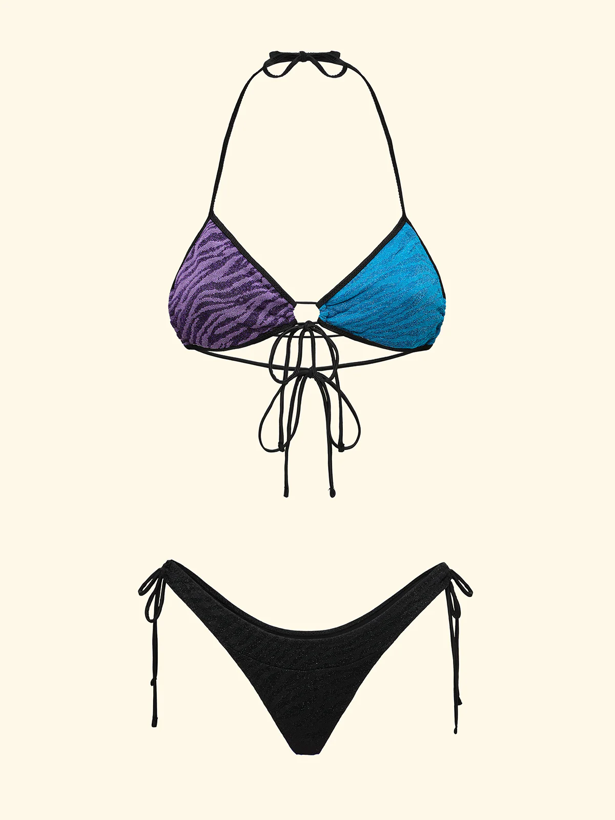 Bikini Donna F**K Triangolo con Slip Regolabile Nero SW0160-BK - Image 3