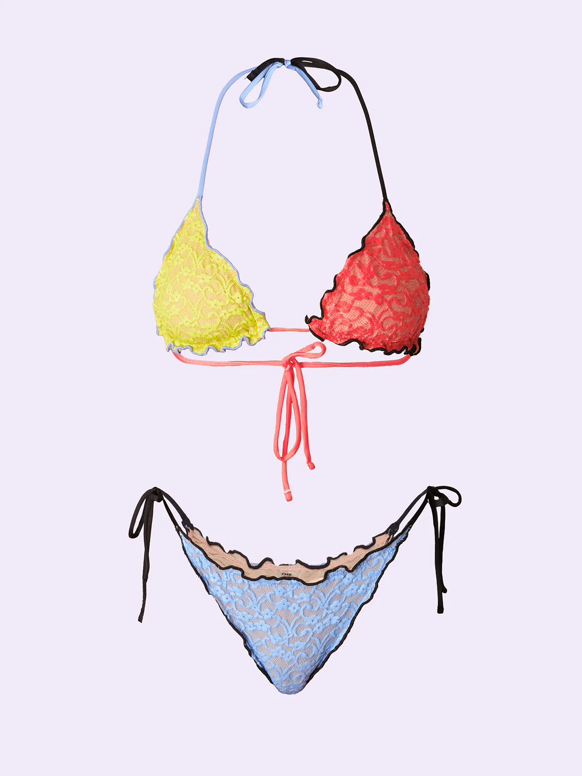 Bikini Donna F**K Crazy Triangolo con Slip Regolabile Celeste SW0312-CL - Image 3