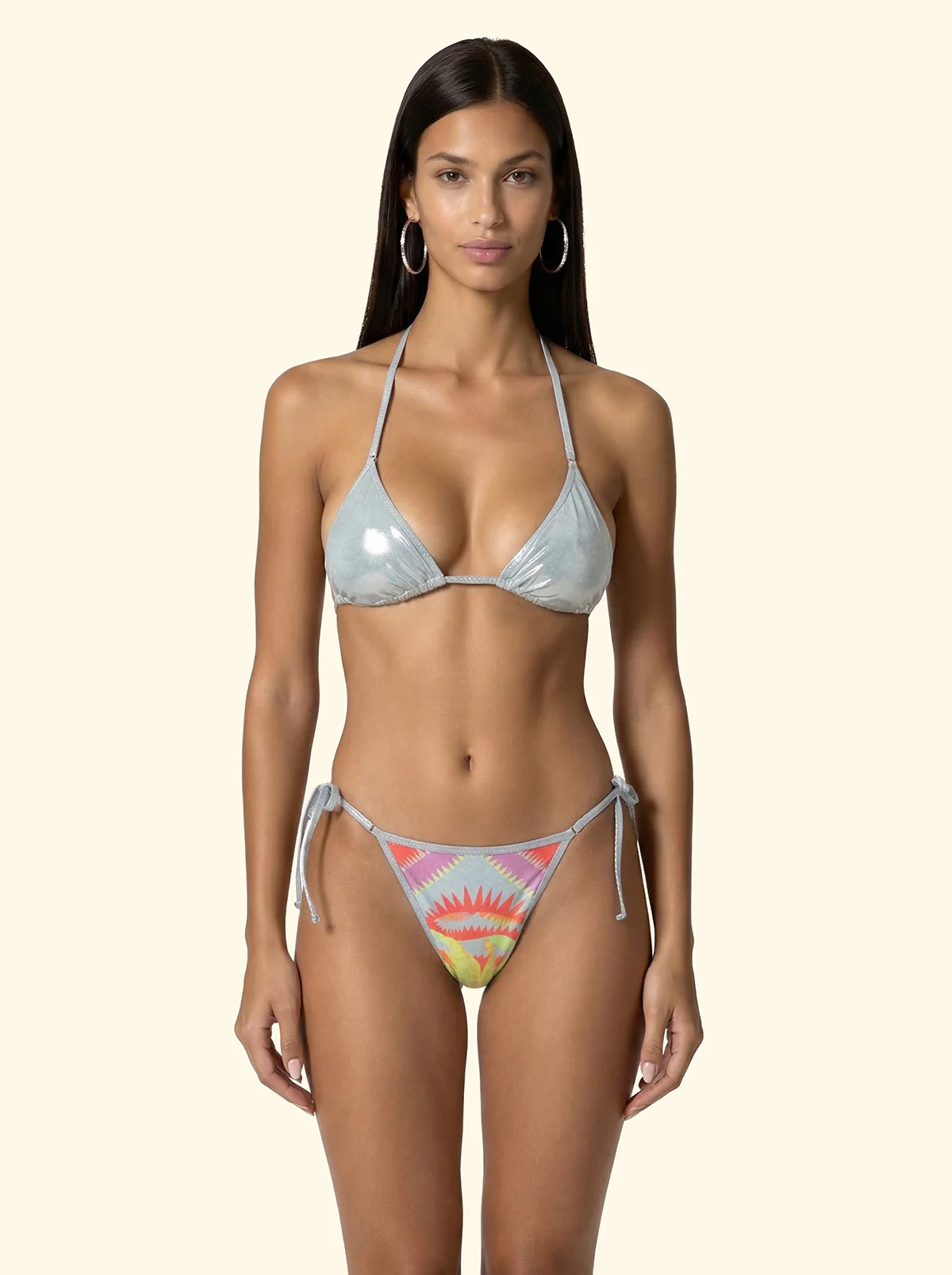 Bikini Donna F**K Triangolo con Slip Regolabile Fantasia SW0361-X26