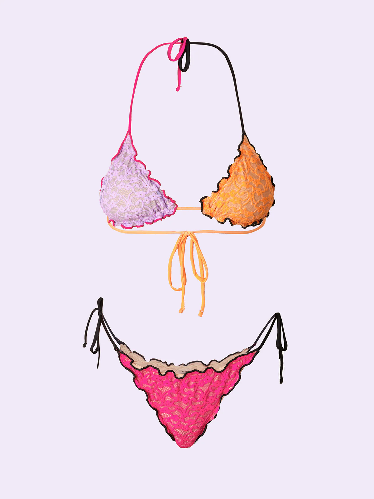 Bikini Donna F**K Crazy Triangolo con Slip Regolabile Fucsia SW0312-FX - Image 3