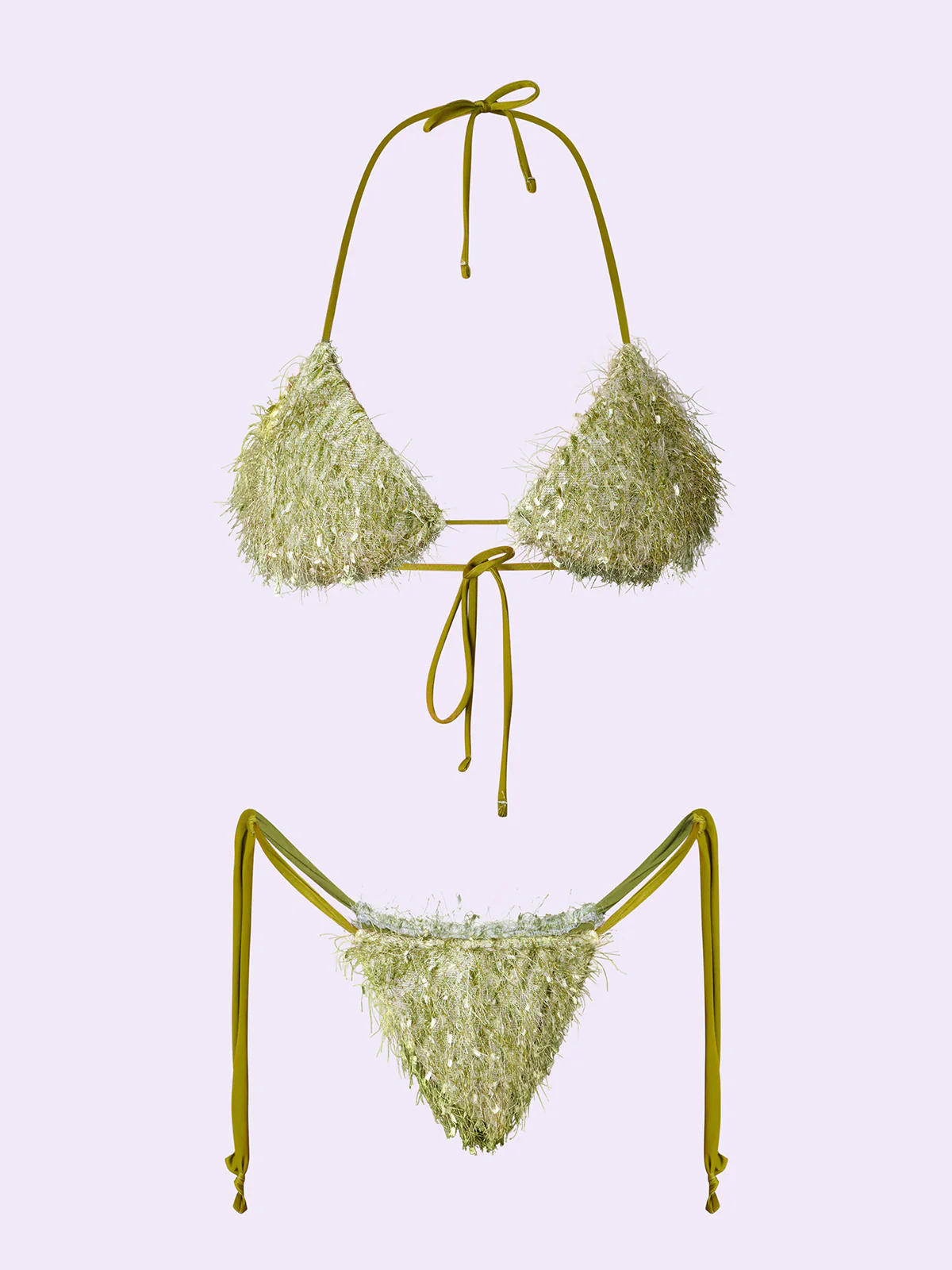 Bikini Donna F**K Crazy Triangolo con Slip Regolabile Verde SW0730-GN - Image 3