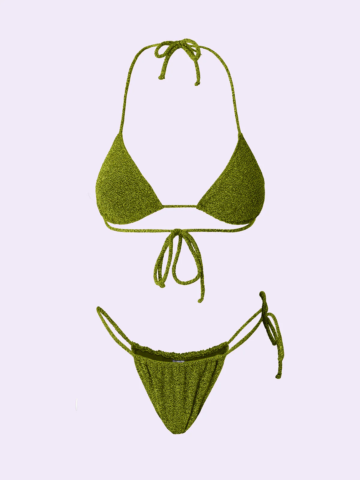 Bikini Donna F**K Crazy Triangolo con Slip Regolabile Verde SW0520-GN - Image 3