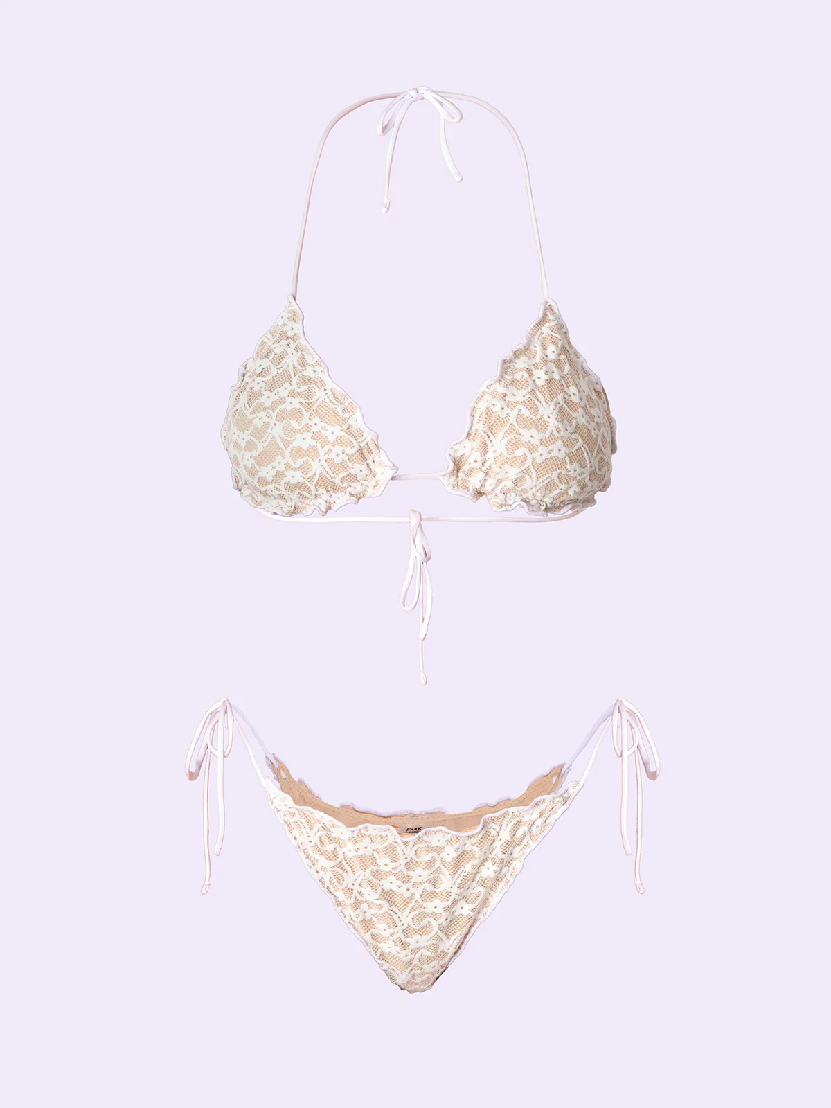 Bikini Donna F**K Crazy Triangolo con Slip Regolabile Bianco SW0310-WH - Image 3