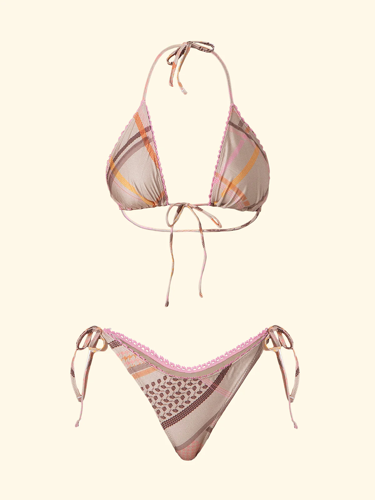 Bikini Donna F**K Tringolo Alto con Slip Americano Regolabile Fantasia SW0731-X68 - Image 3