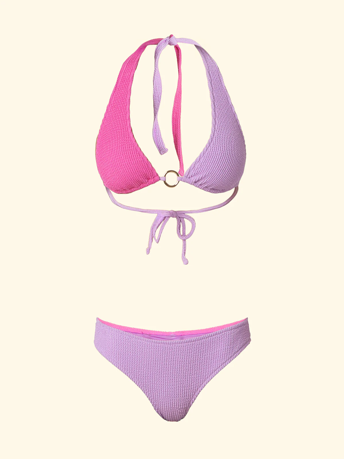 Bikini Donna F**K Triangolo Alto con Slip Culotte Fissa Lilla SW1201-LC - Image 3