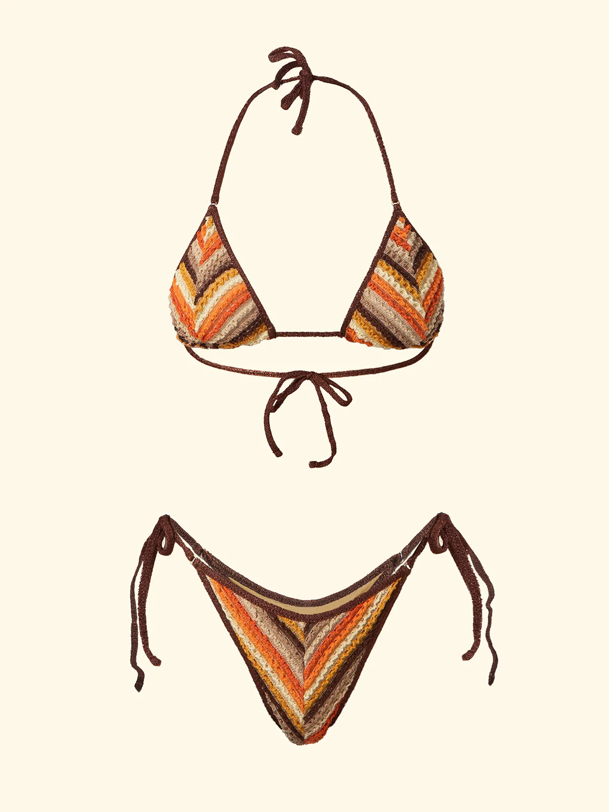 Bikini Donna F**K Triangolo Alto con Slip Regolabile Marrone SW0751-BN - Image 3